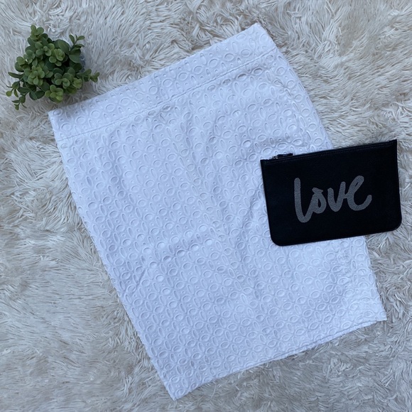 LOFT Dresses & Skirts - Loft Embroidered Eyelet Pencil Skirt 💗 White